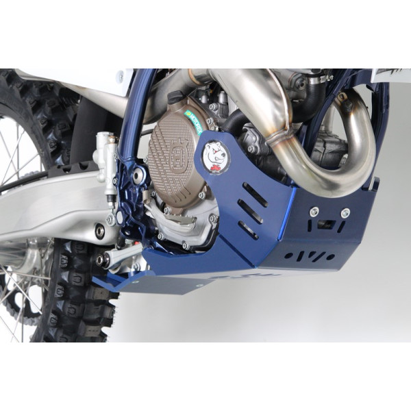 Côté droit du sabot bleu en plastique PEHD avec protection de biellette pour Husqvarna FC250 - FC350