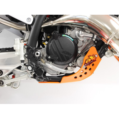 Right side of the orange HDPE plastic skid plate for KTM 125SX and 150EXC