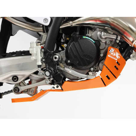 Côté droit du sabot orange en plastique PEHD avec protection de biellette pour KTM 125SX et 125XC