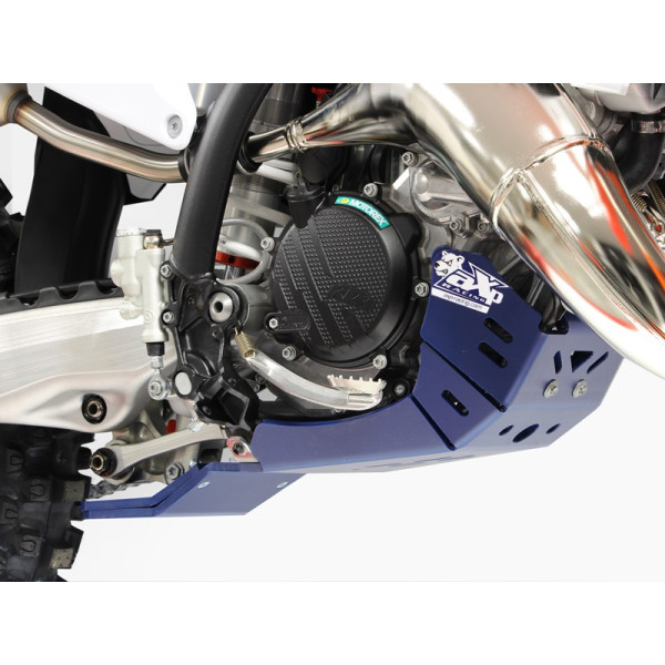 Côté droit du sabot bleu en plastique PEHD avec protection de biellette pour Husqvarna TC125 - TE150