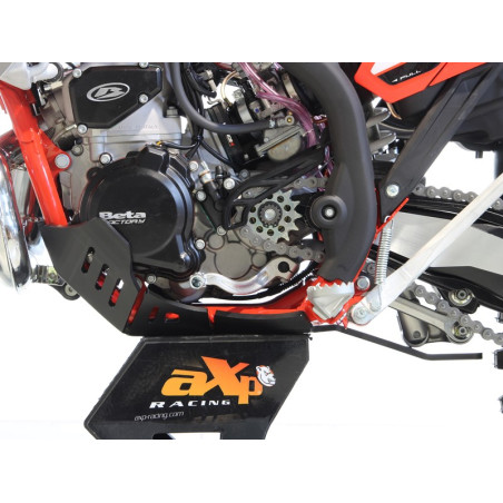 Left side of the black HDPE plastic skid plate with linkage guard for Beta 250 et 300Xtrainer