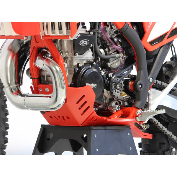 Côté gauche du sabot rouge en plastique PEHD avec protection de biellette pour Beta 250 et 300Xtrainer
