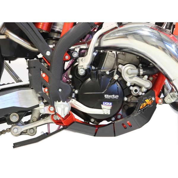 Right side of the black HDPE plastic skid plate with linkage guard for Beta 125RR - 200RR