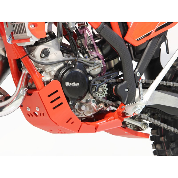 Côté gauche du sabot rouge en plastique PEHD avec protection de biellette pour Beta 125RR - 200RR