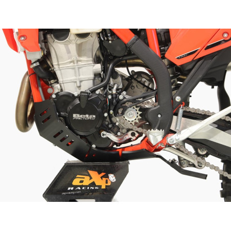 Left side of the black HDPE plastic skid plate with linkage guard for Beta 350RR - 500RR