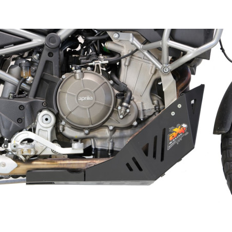 Right side of the black 8mm HDPE plastic skid plate for Aprilia Tuareg 660