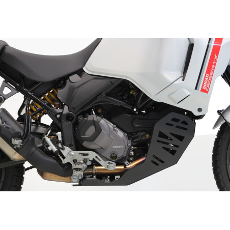 Right side of the black 8mm HDPE plastic skid plate for Ducati Desert X
