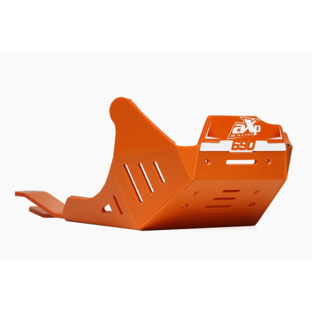 Orange HDPE plastic skid plate with linkage guard for KTM 690 enduro and 690 SMC-R