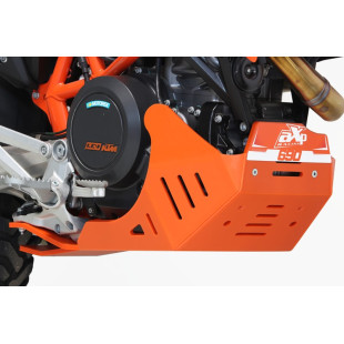 Orange HDPE plastic skid plate with linkage guard for KTM 690 enduro and 690 SMC-R 2