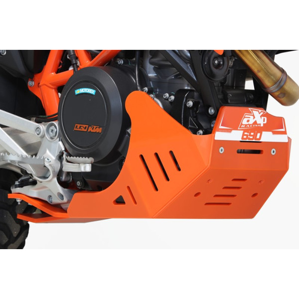 Côté droit du sabot orange en plastique PEHD avec protection de biellette pour KTM 690 enduro et 690 SMC-R