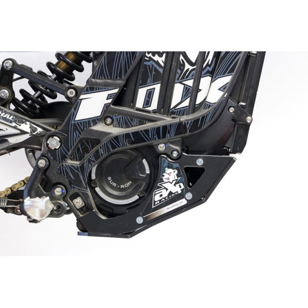 Right side of the black HDPE plastic skid plate for Surron Lightbee