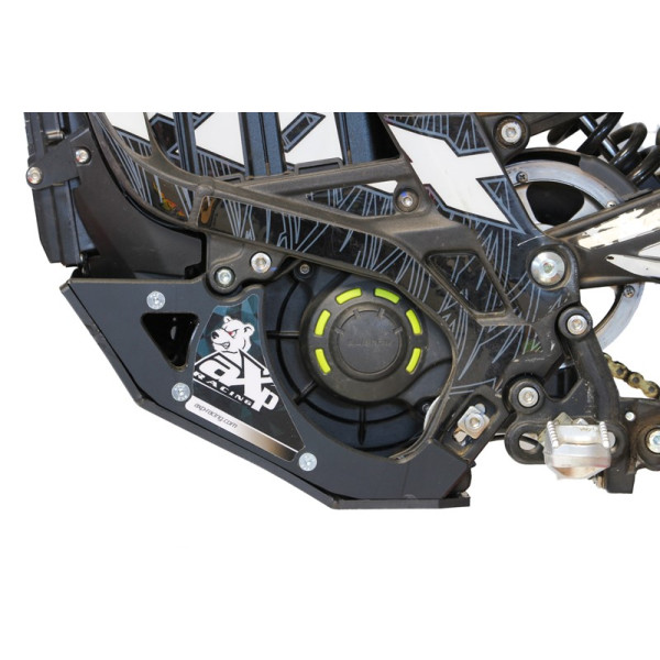 Left side of the black HDPE plastic skid plate for Surron Lightbee