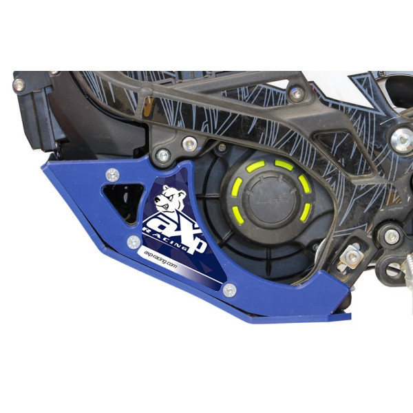 Left side of the blue HDPE plastic skid plate for Surron Lightbee