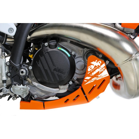Right side of the orange HDPE plastic skid plate for KTM 250EXC and 300EXC