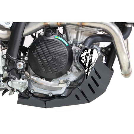 Right side of the black HDPE plastic skid plate for KTM 250EXCF and 350EXCF