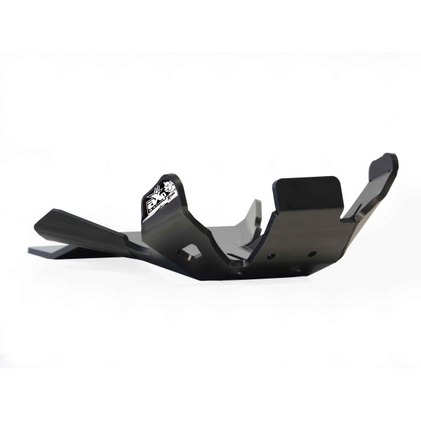 Black HDPE plastic skid plate with linkage guard for Rieju MR250 and MR300 pro