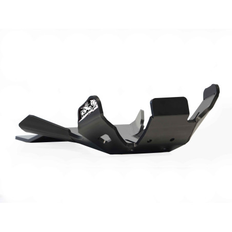 Black HDPE plastic skid plate with linkage guard for Rieju MR250 and MR300 pro