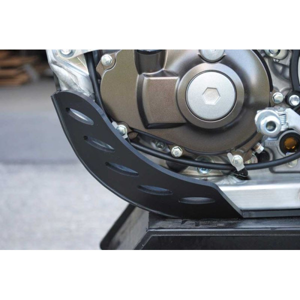Left side of the black HDPE plastic skid plate for Yamaha YZ450F