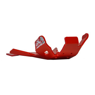 Red HDPE plastic skid plate with linkage guard for Rieju MR250 and MR300 pro
