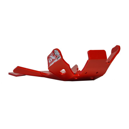 Red HDPE plastic skid plate with linkage guard for Rieju MR250 and MR300 pro