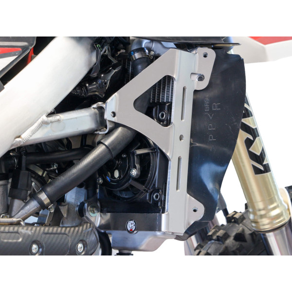 Vue arrière protections de radiateurs en aluminium pour Yamaha et Fantic
