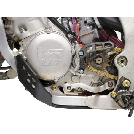 Left side of the 6mm HDPE plastic skid plate for TM Racing MX85