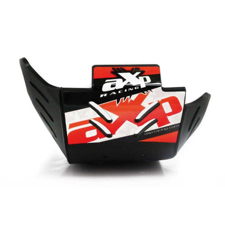 Front view of the 6mm black HDPE plastic skid plate for KTM 250 - 350SXF