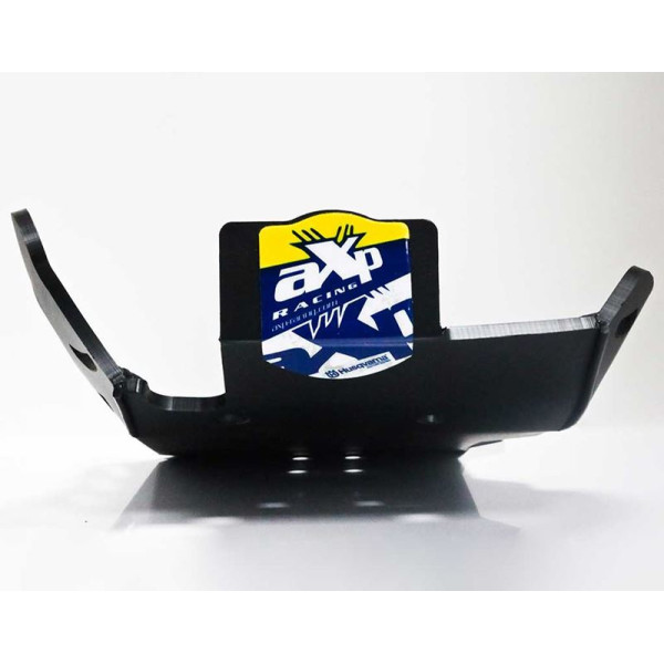 Front view of the 6mm black HDPE plastic skid plate for Husqvarna TC250