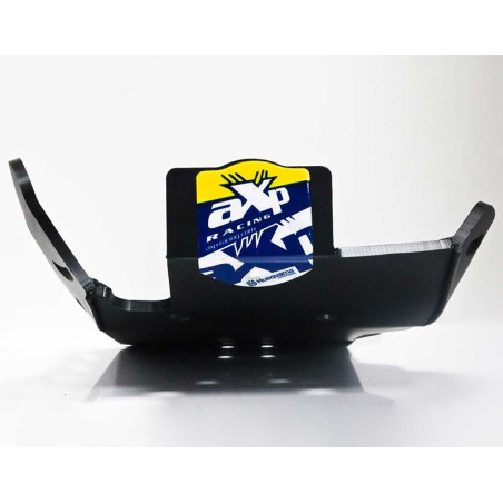 Front view of the 6mm black HDPE plastic skid plate for Husqvarna TC250
