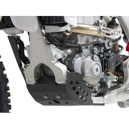 Left side of the black 6mm HDPE plastic skid plate for the Yamaha YZ250F