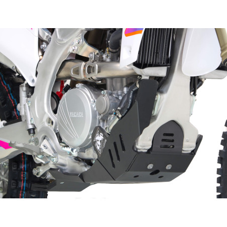 Right side of the 8mm black HDPE skid plate with linkage guard for Yamaha YZ250F