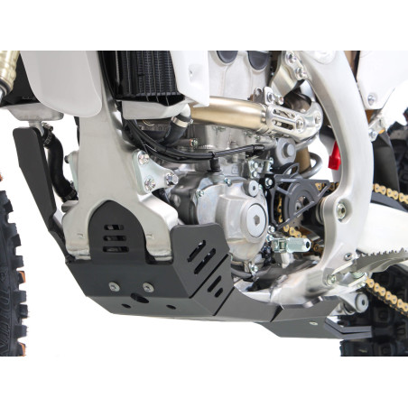 Left side of the 8mm black HDPE skid plate with linkage guard for Yamaha YZ250F