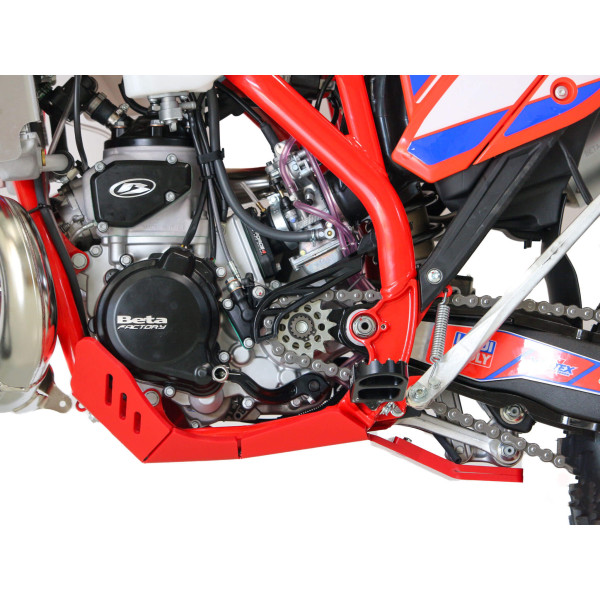 Côté gauche du sabot rouge en plastique PEHD avec protection de biellette pour Beta 250RR Racing et 300RR Racing