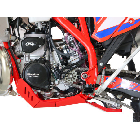 Côté gauche du sabot rouge en plastique PEHD avec protection de biellette pour Beta 250RR Racing et 300RR Racing