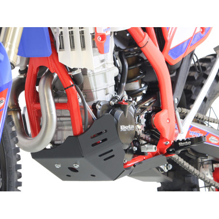 Left side of the black HDPE plastic skid plate with linkage guard for Beta 4T