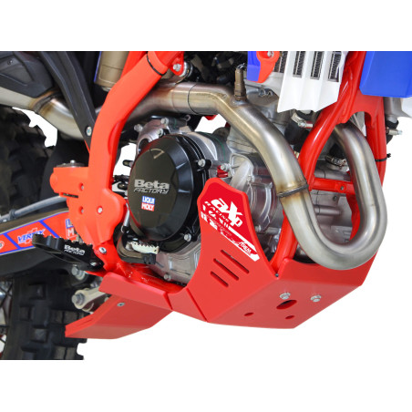 Right side of the red HDPE plastic skid plate with linkage guard for Beta 4T