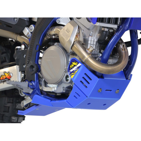 Blue HDPE plastic skid plate with linkage guard for Sherco SEF250 - SEF300 Factory