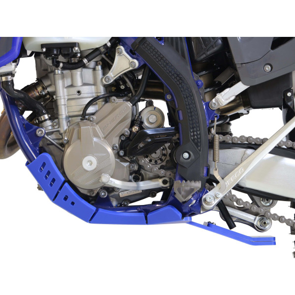 Côté gauche du sabot bleu en plastique PEHD avec protection de biellette pour Sherco SEF250 - SEF300 Factory