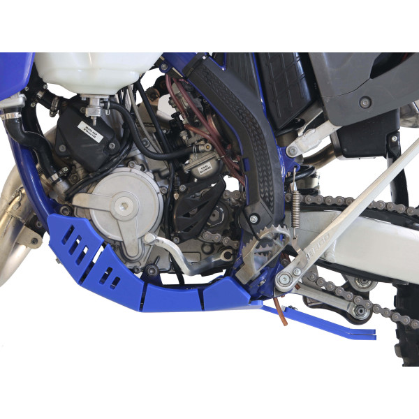 Côté gauche du sabot bleu en plastique PEHD avec protection de biellette pour Sherco 125SE Factory
