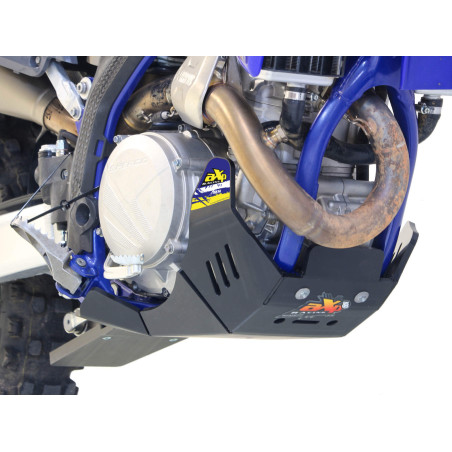 Black HDPE plastic skid plate with linkage guard for Sherco SEF450 / SEF500 Factory