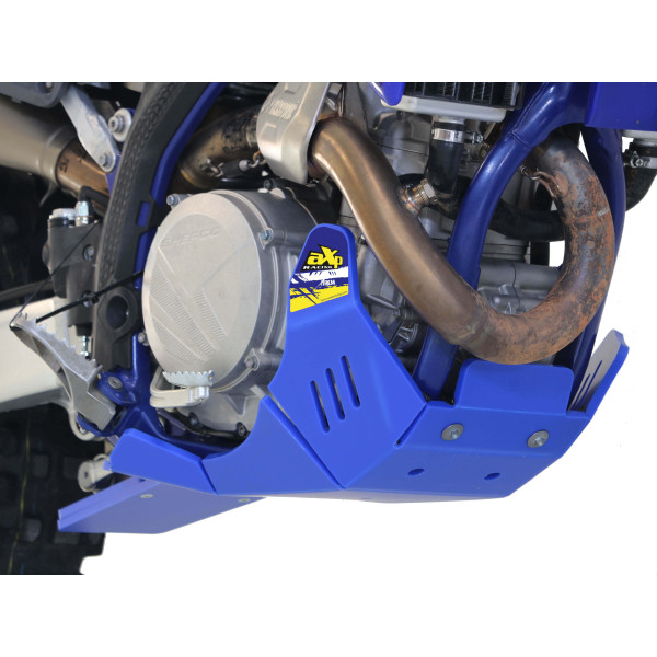 Blue HDPE plastic skid plate with linkage guard for Sherco SEF450 / SEF500 Factory