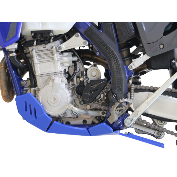 Côté gauche du sabot bleu en plastique PEHD avec protection de biellette pour Sherco SEF450 / SEF500 Factory