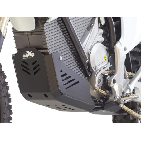Left side of the black HDPE 8mm thick skid plate with linkage guard for Stark Varg