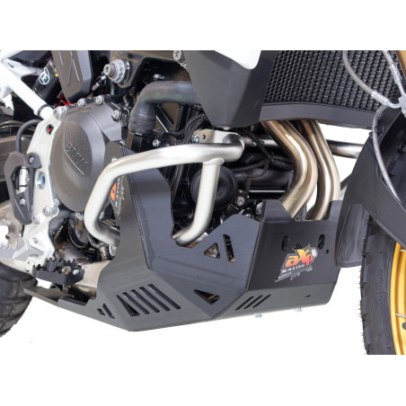 Black HDPE 8mm thick plastic skid plate for BMW F900GS with crash bars