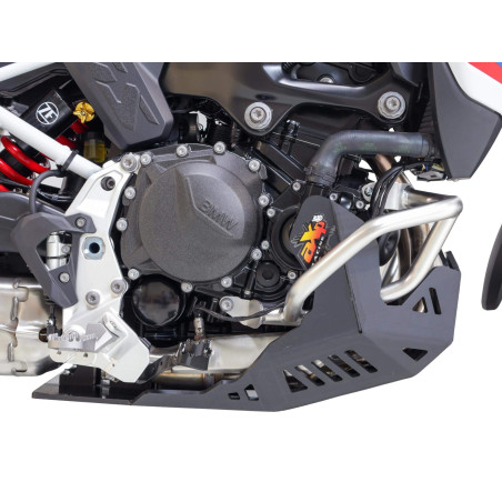 Côté droit du sabot noir en plastique PEHD de 8mm d'épaisseur pour BMW F900GS avec crash bars