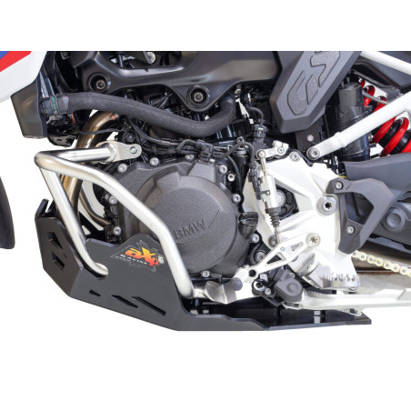 Côté gauche du sabot noir en plastique PEHD de 8mm d'épaisseur pour BMW F900GS avec crash bars