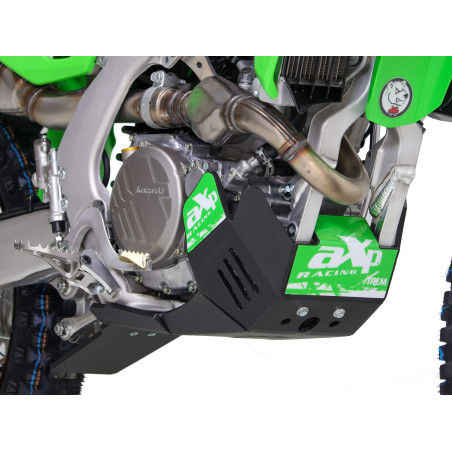 Black HDPE plastic skid plate with linkage guard for Kawasaki KX250 / KX250X
