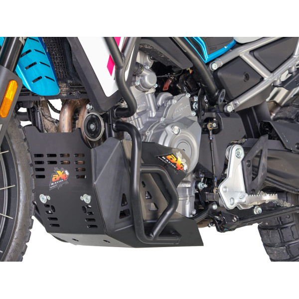 Côté gauche du sabot noir en plastique PEHD 8mm pour CFMoto MT450 / IBEX450 avec les crash bars CF Moto