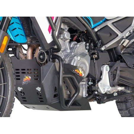 Côté gauche du sabot noir en plastique PEHD 8mm pour CFMoto MT450 / IBEX450 avec les crash bars CF Moto