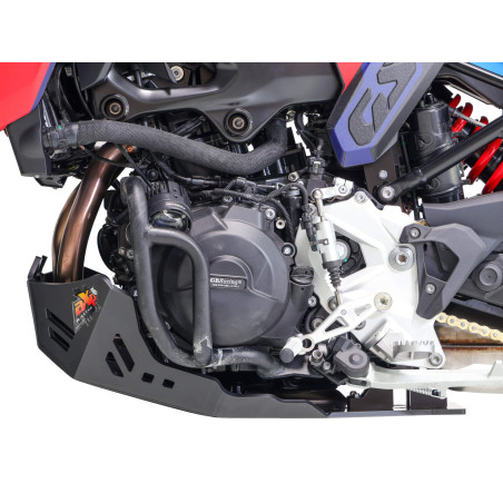 Côté gauche du sabot noir en plastique PEHD de 8mm d'épaisseur pour BMW F900GS avec crash bars Outback Motortek